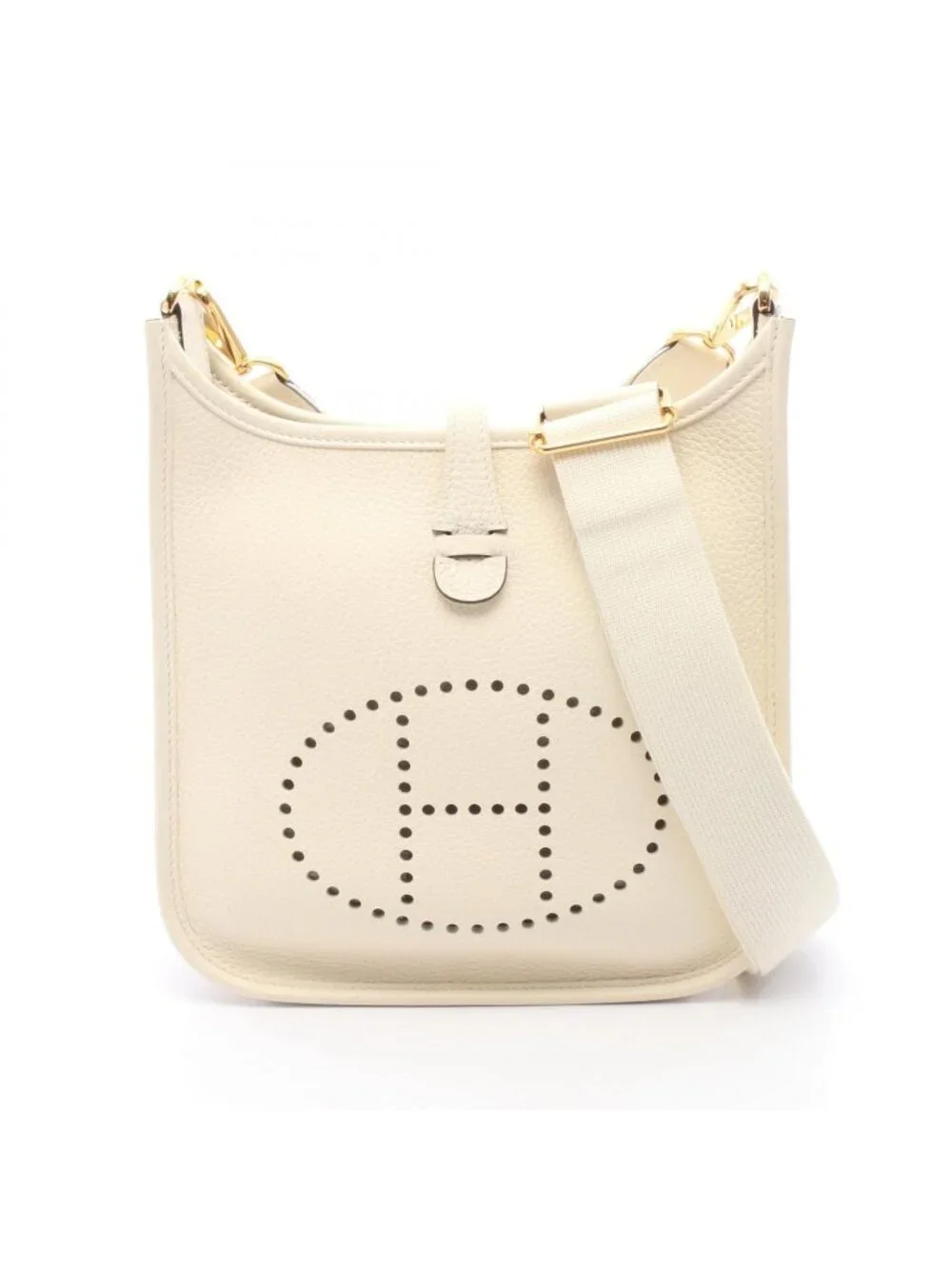 Hermes Shoulder Bag Evelyne 23 Cream Leather